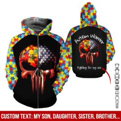 Custom Text Autism Warrior 3D Hoodie - photo 6