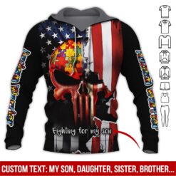 Custom Text Autism Warrior 3D Hoodie - photo 5