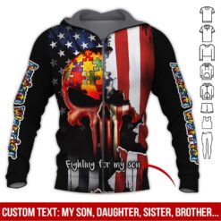 Custom Text Autism Warrior 3D Hoodie - photo 6