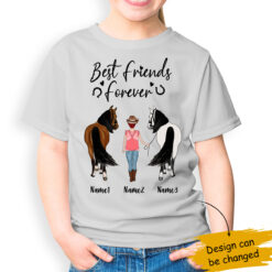 Custom Kid Shirt - a Girl Walks with Horses