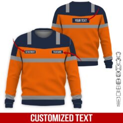 Custom Text Orange Workwear 3D Hoodie - photo 4
