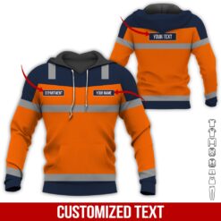 Custom Text Orange Workwear 3D Hoodie - photo 5