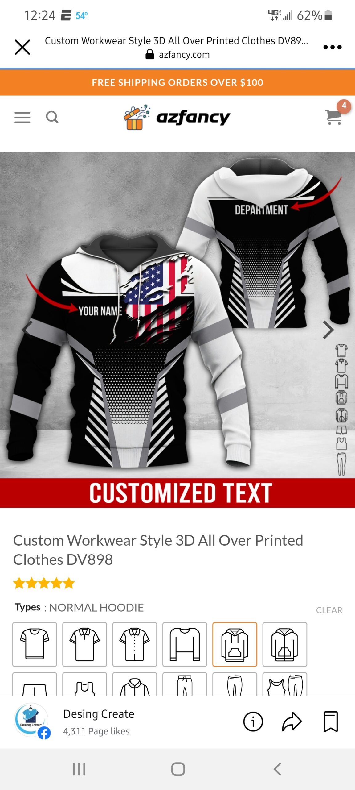 Click to view full screen Custom Workwear Style 3D All Over Printed Clothes DV898 photo review