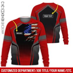 Custom Red American Workwear Style Hoodie - photo 4