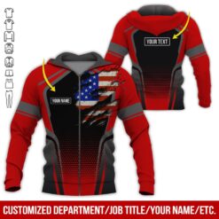 Custom Red American Workwear Style Hoodie - photo 6