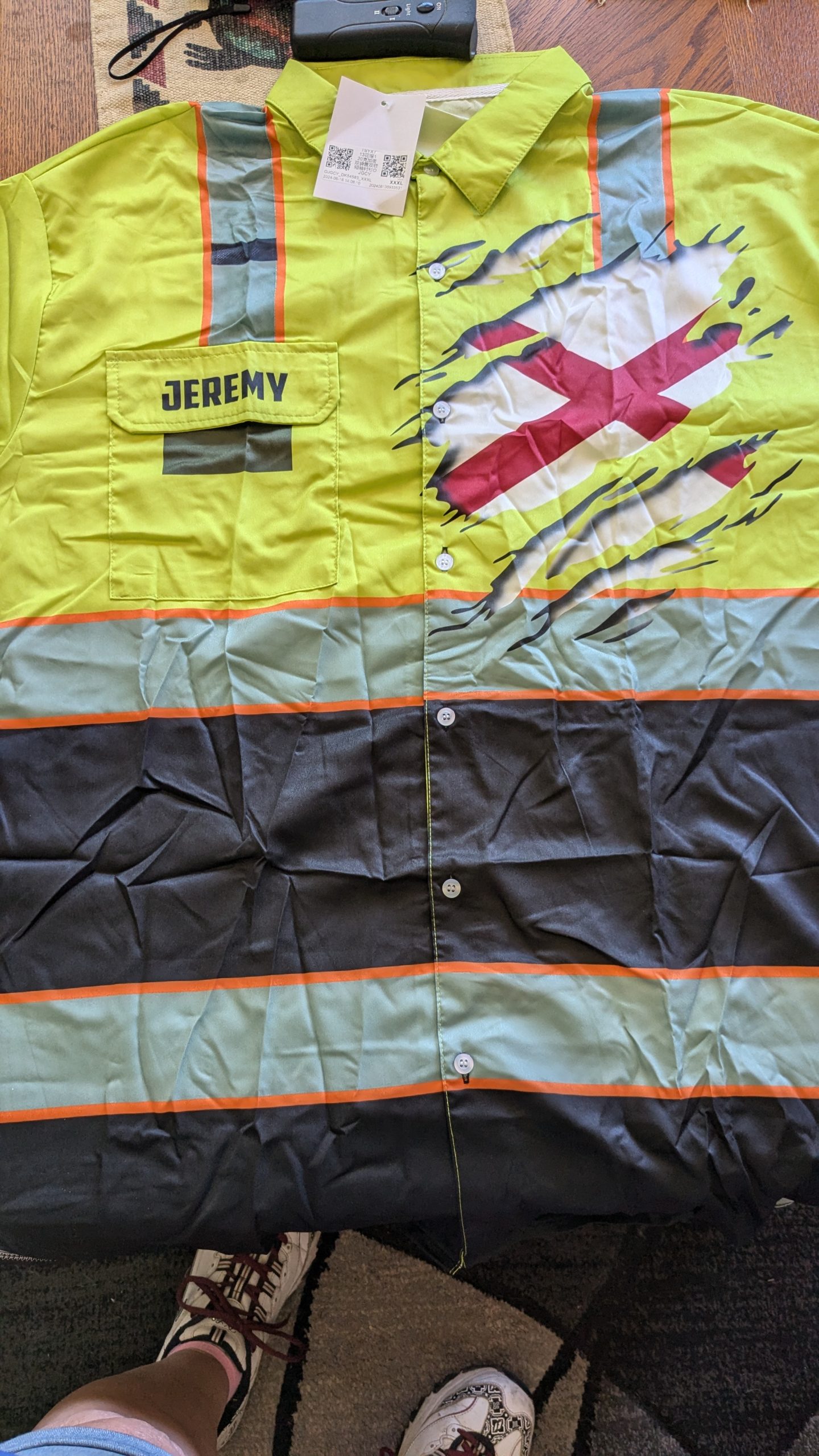 Click to view full screen Pocket - Personalized Name Workwear Style All Over Printed Clothes TN454 photo review
