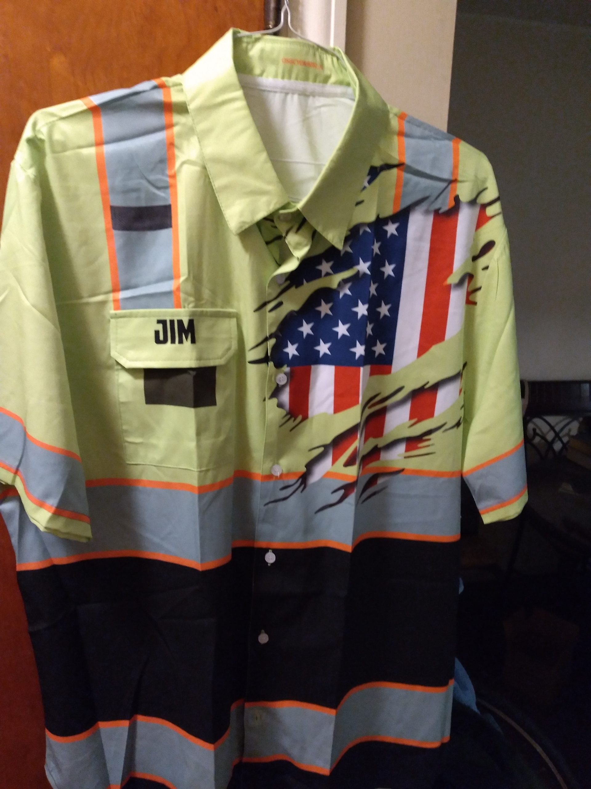 Click to view full screen Pocket - Personalized Name Workwear Style All Over Printed Clothes TN454 photo review