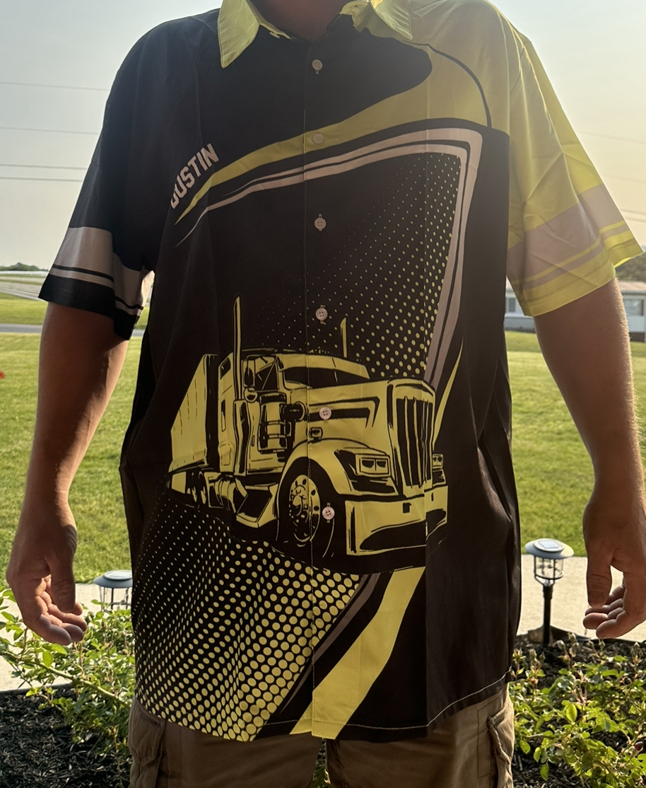 Customized Name Full Color Semi Truck All Over Printed Clothes
