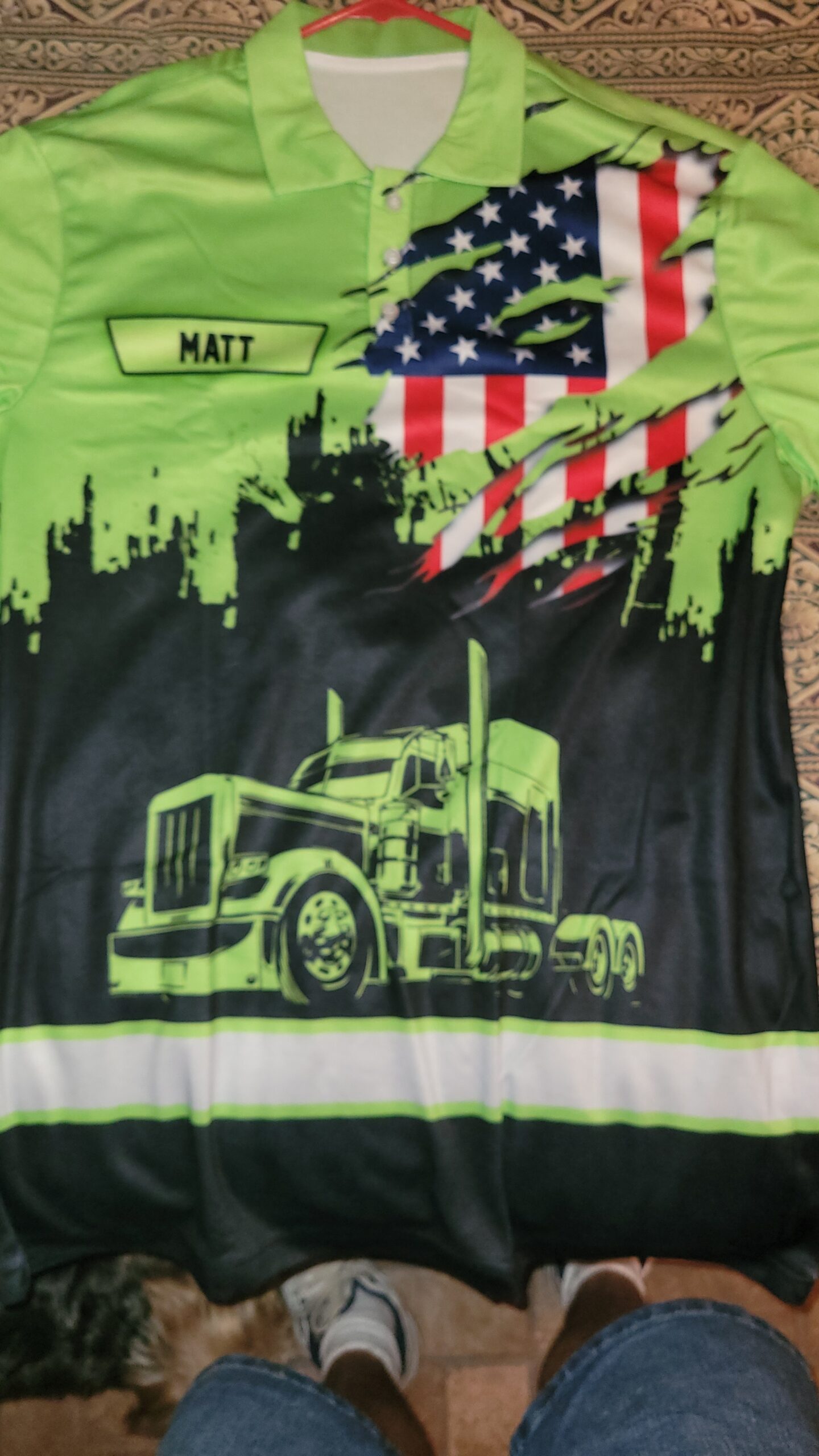 Custom Text And Color Proud Trucker All Over Printed Clothes TN621 photo review