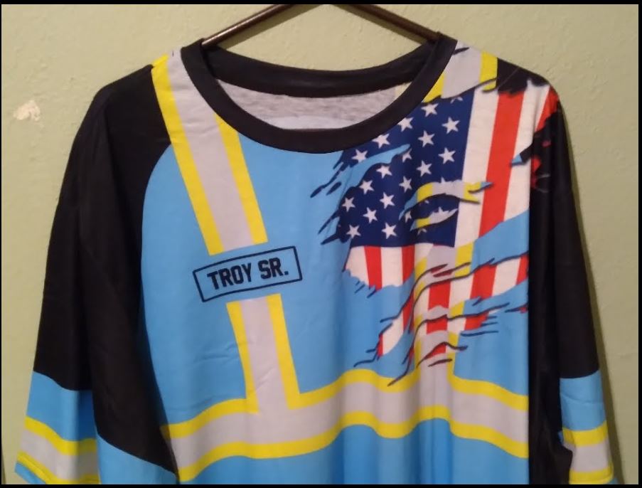 Click to view full screen Customized Name And Text Uniform All Over Printed Clothes AD141 photo review