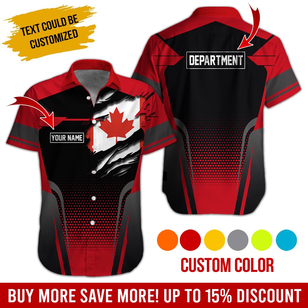 Click to view full screen Customized Name And Color Canada Workwear Style All Over Printed Clothes ND795 photo review