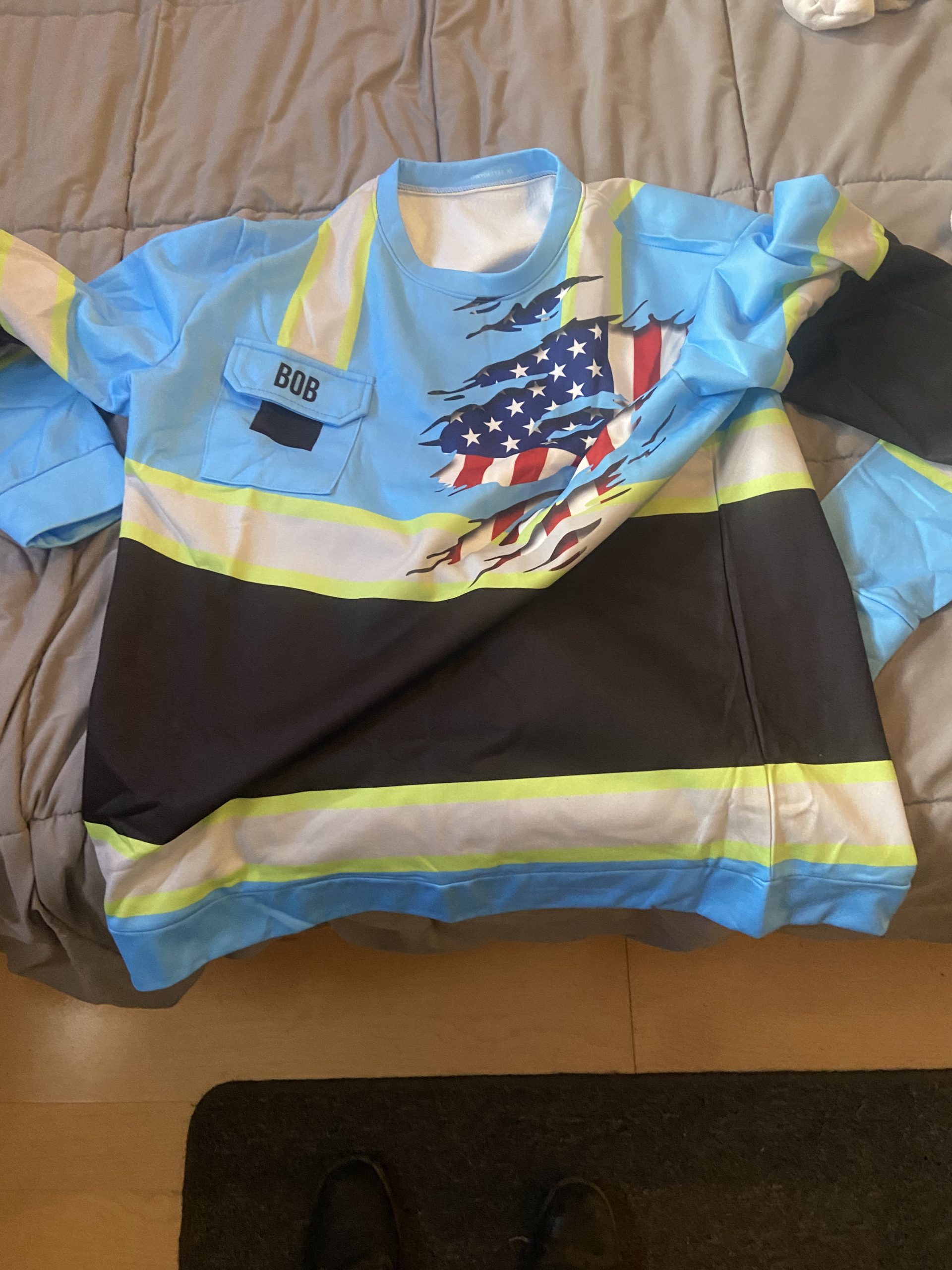 Click to view full screen Pocket- Personalized Name And Flag Heavy Equipment All Over Printed Clothes AD166 photo review