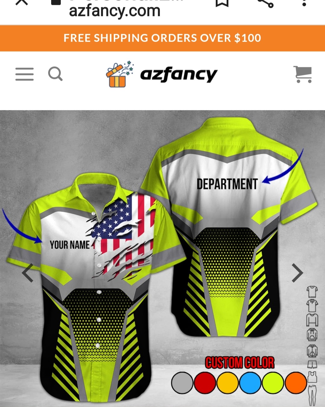 Click to view full screen Personalized Name And Department 3D All Over Printed Clothes AA44 photo review