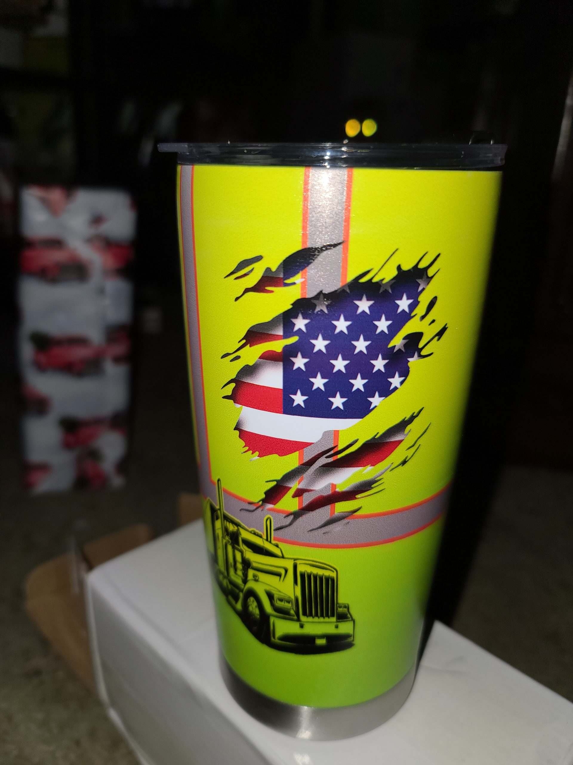 Click to view full screen Custom Name And Flag Love Truck 20Oz - 30Oz Stainless Steel Tumbler NN31 photo review