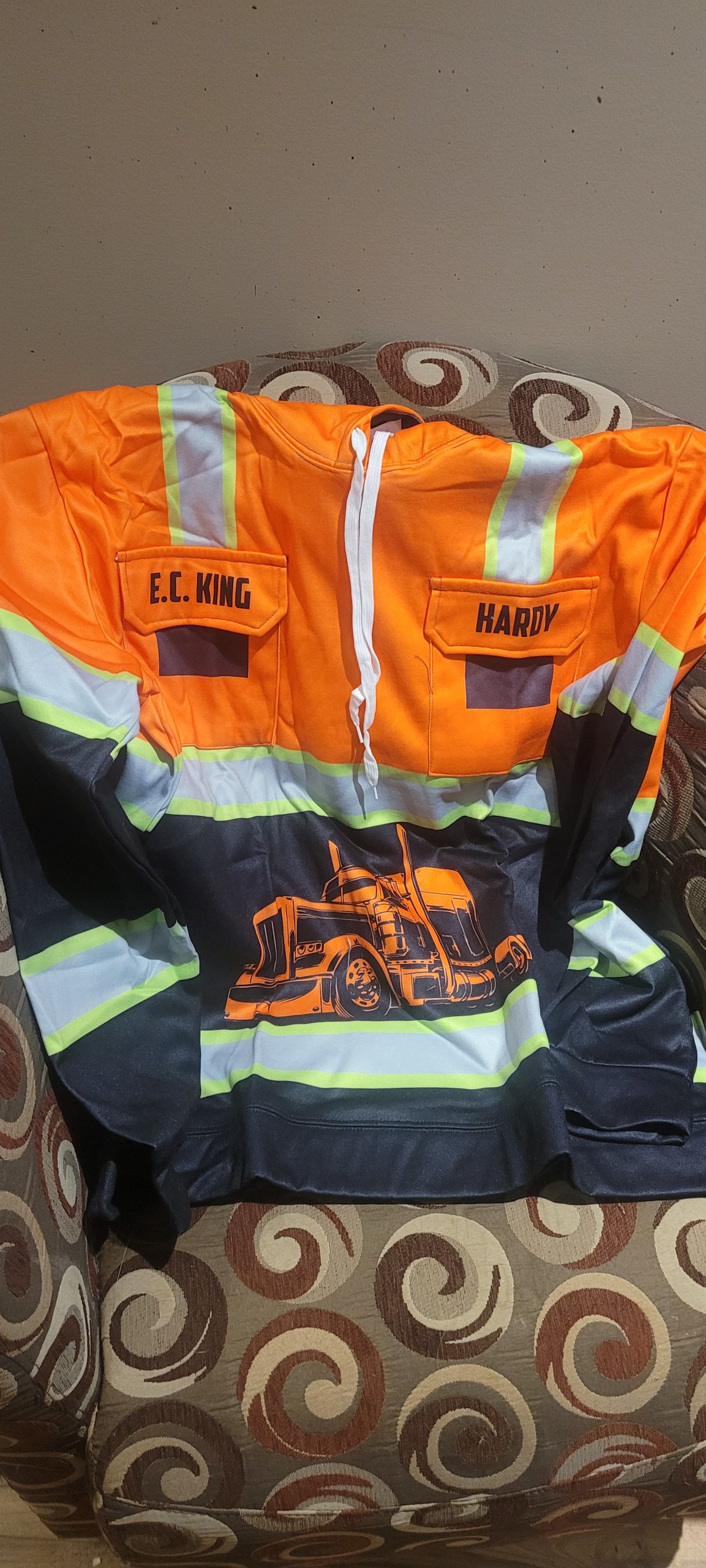 Click to view full screen Pocket - Personalized Name And Color Semi Truck Uniform All Over Printed Clothes AD235 photo review