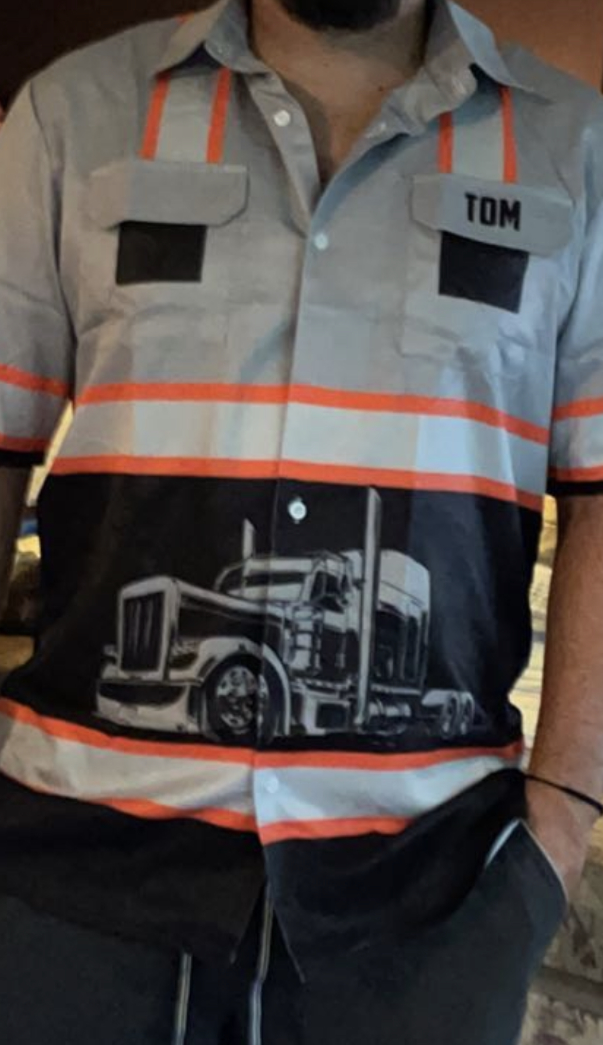 Click to view full screen Pocket - Personalized Name And Color Semi Truck Uniform All Over Printed Clothes AD235 photo review