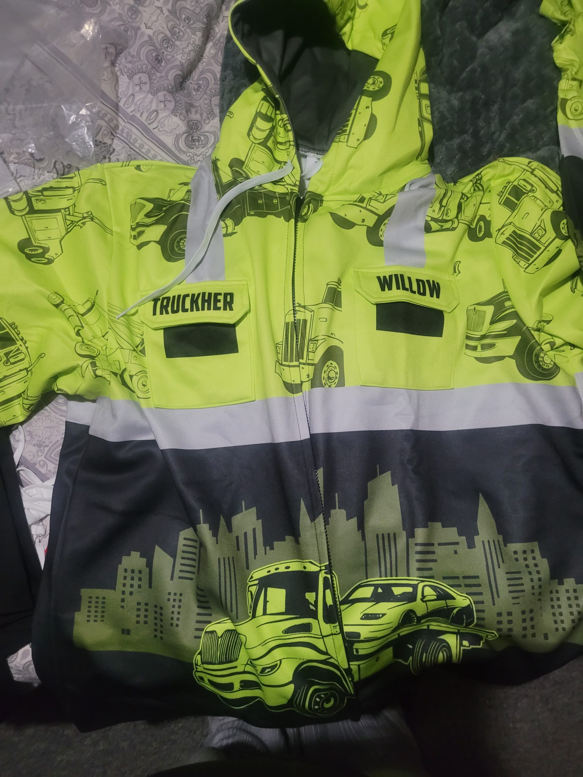 Click to view full screen Pocket - Custom Name And Color Love Towing All Over Printed Clothes ND992 photo review