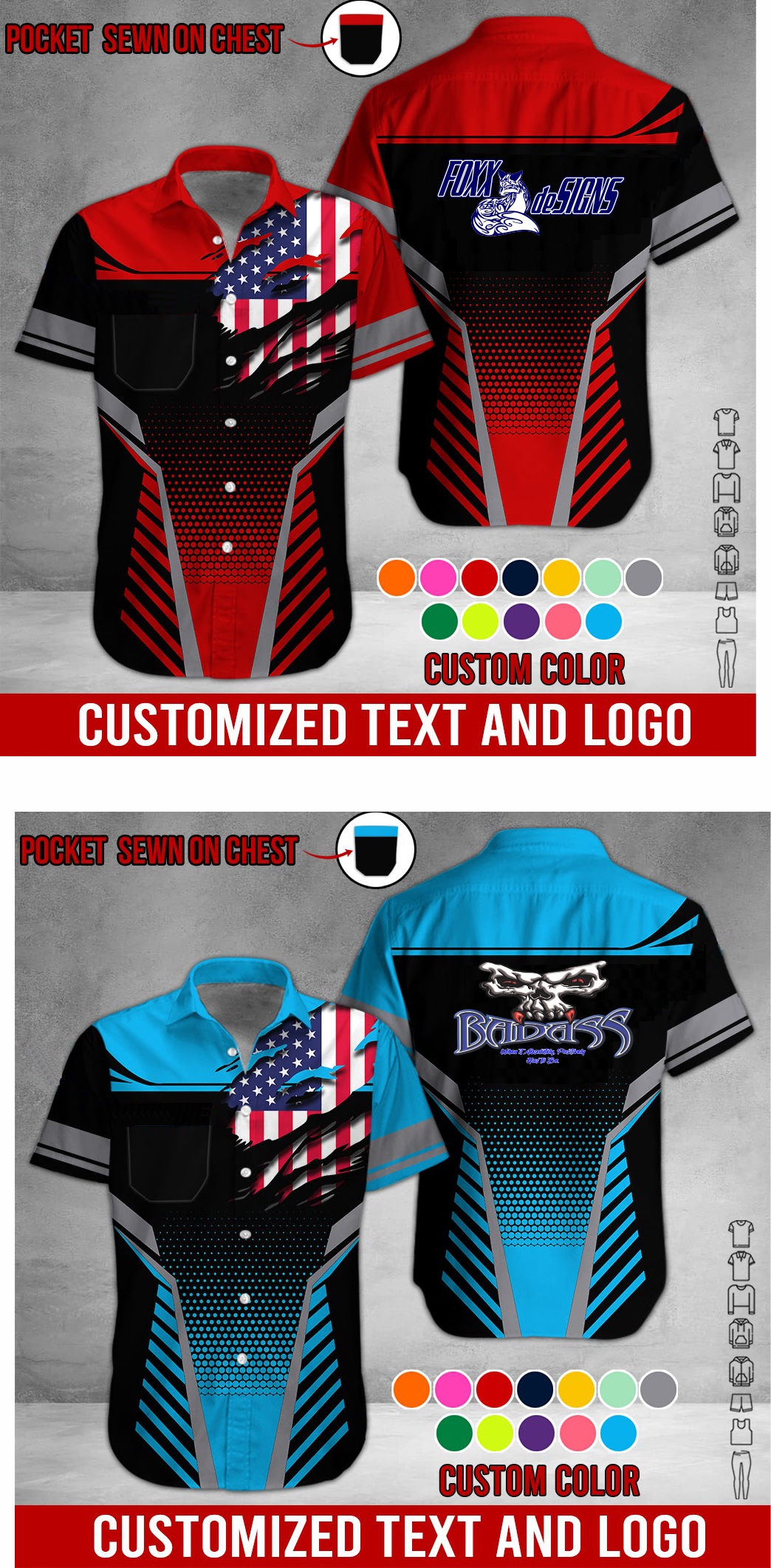 Click to view full screen Pocket - Customized Name And Text 3D All Over Printed Clothes AA320 photo review