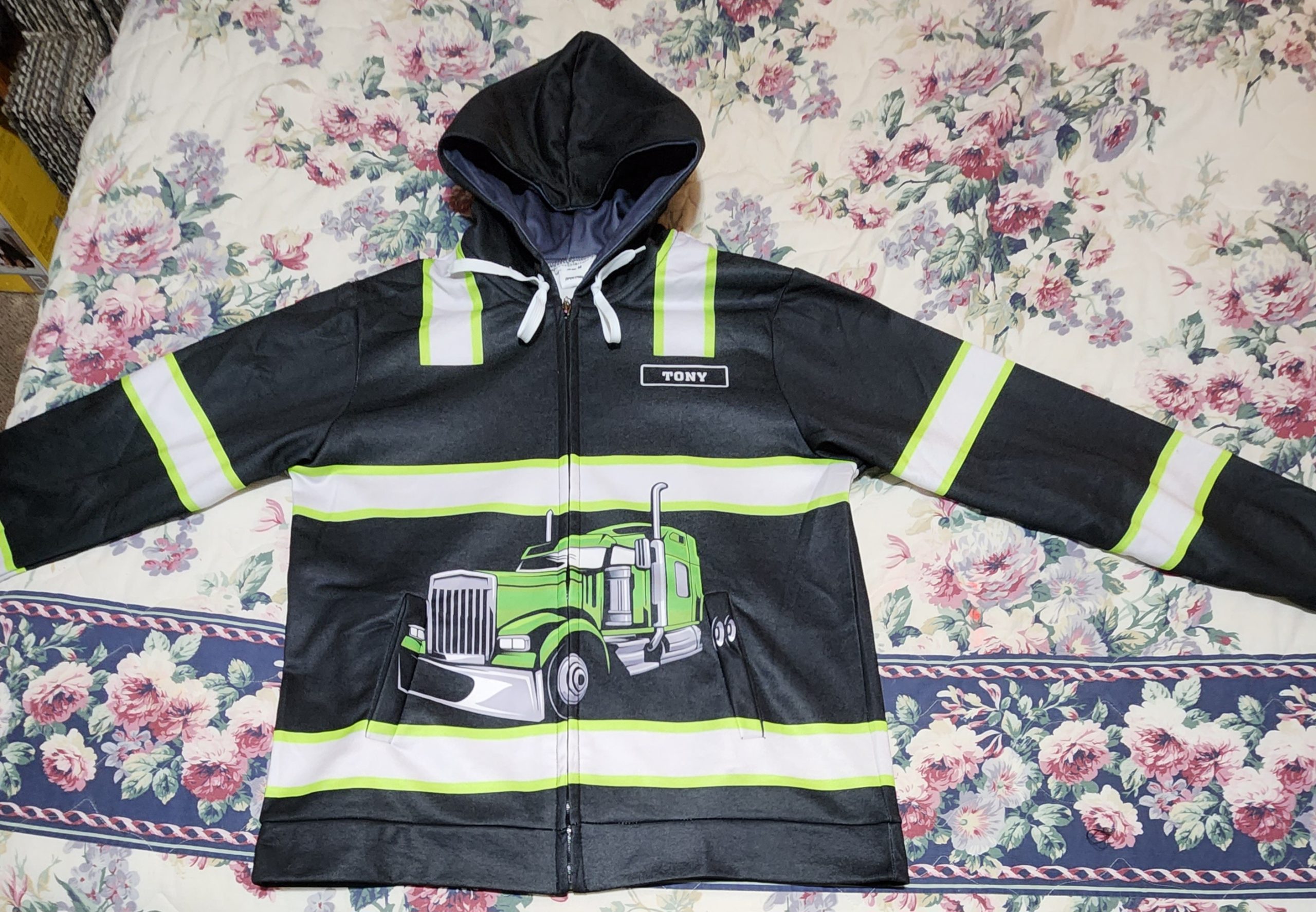 Click to view full screen Personalized Name And Color Semi Truck Uniform All Over Printed Clothes SS648 photo review