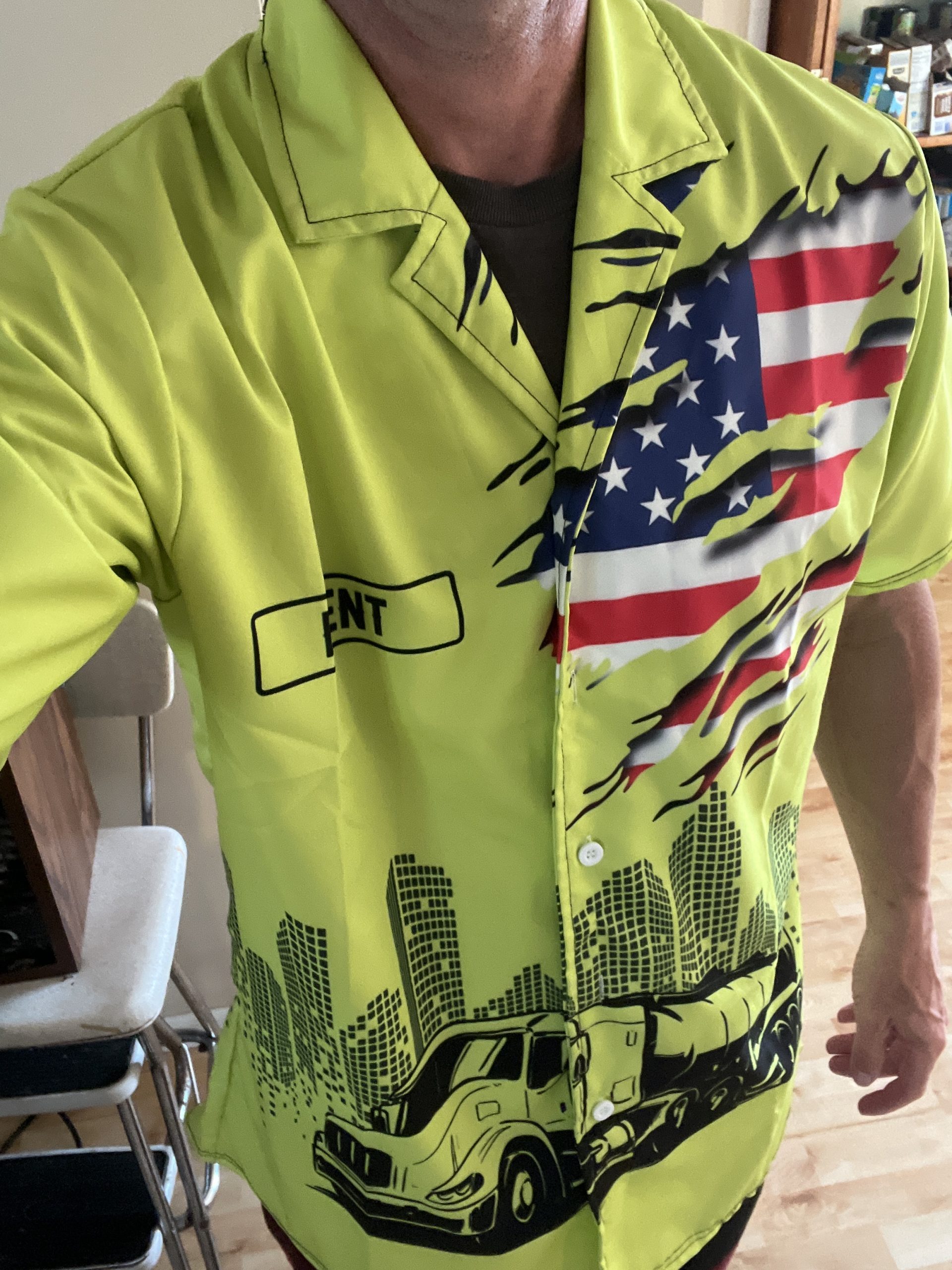 Click to view full screen Personalized Name American Tanker Semi Truck All Over Printed Clothes AA614 photo review