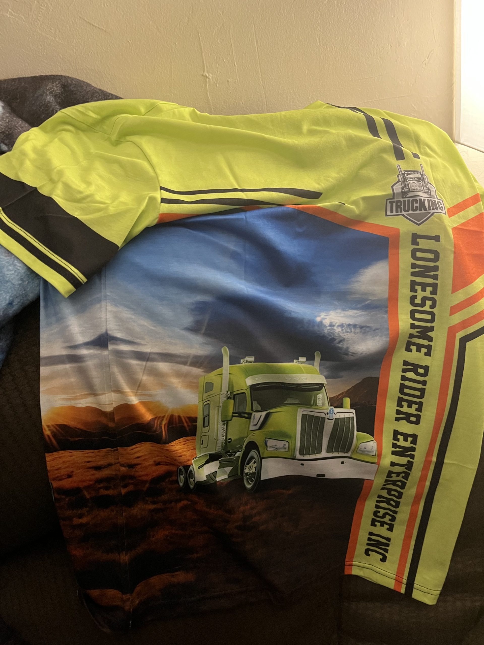 Click to view full screen Customized Name And Color Love Trucking All Over Printed Clothes IN36 photo review
