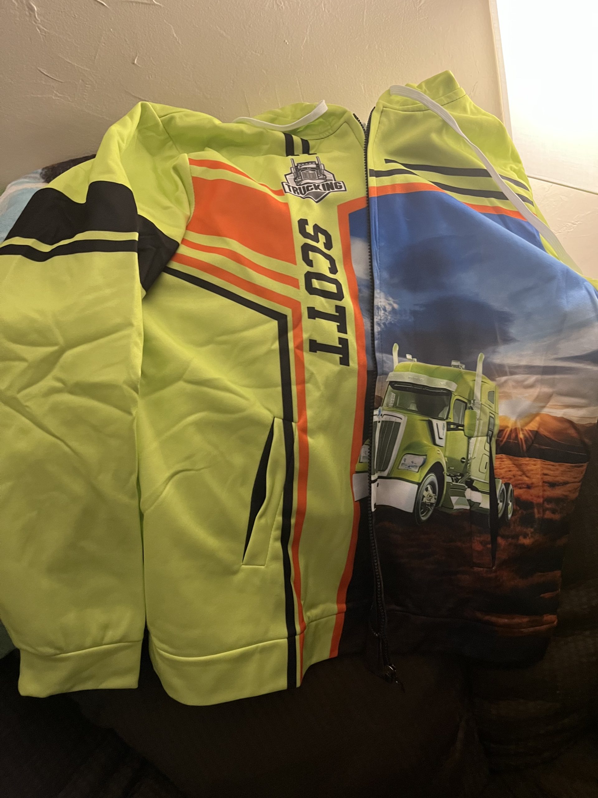 Click to view full screen Customized Name And Color Love Trucking All Over Printed Clothes IN36 photo review