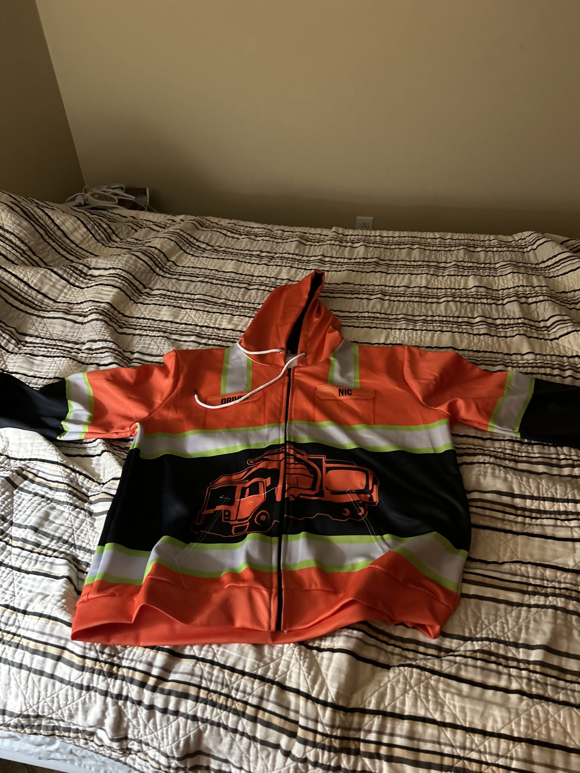 Click to view full screen Customized Text And Color Garbage Truck Driver 3D All Over Printed Clothes IN117 photo review