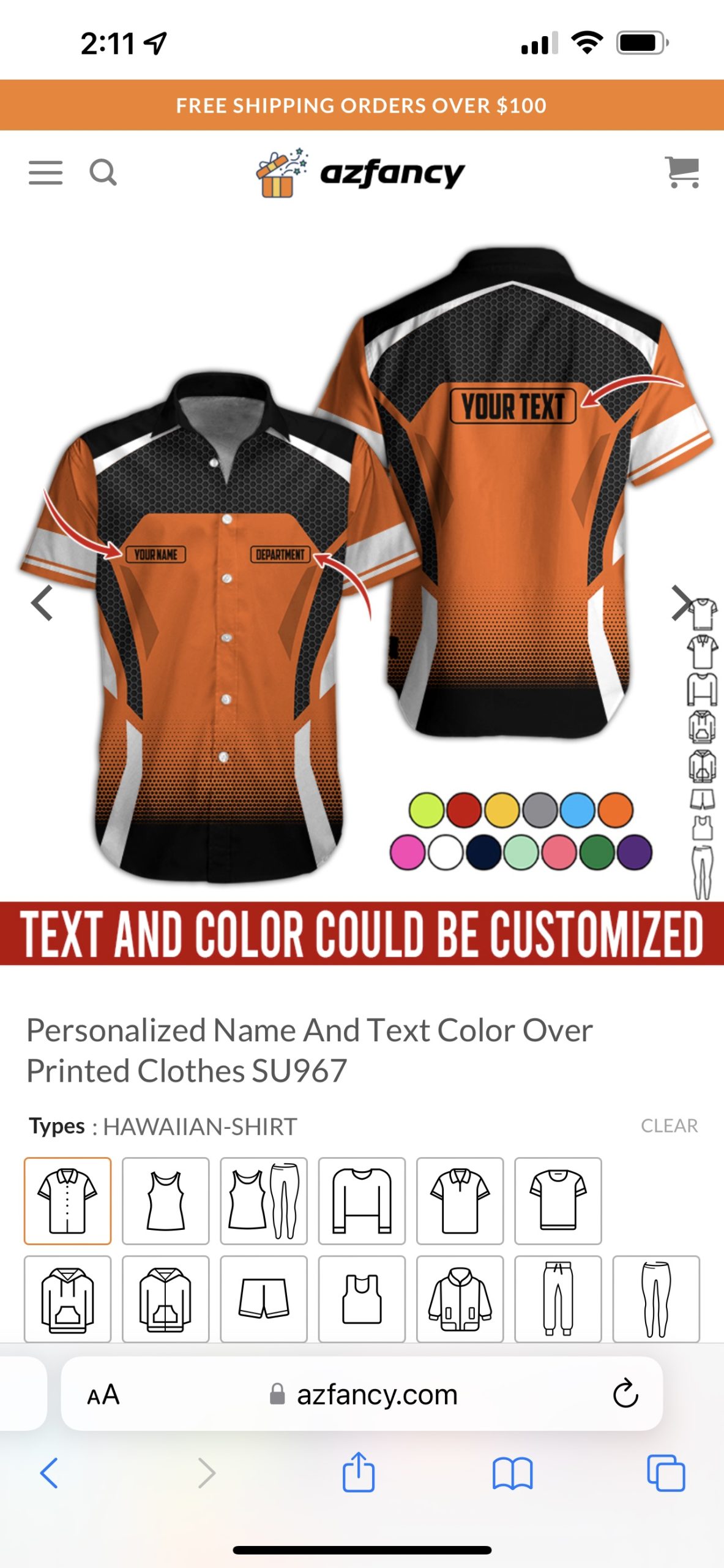 Click to view full screen Personalized Name And Text Color Over Printed Clothes SU967 photo review