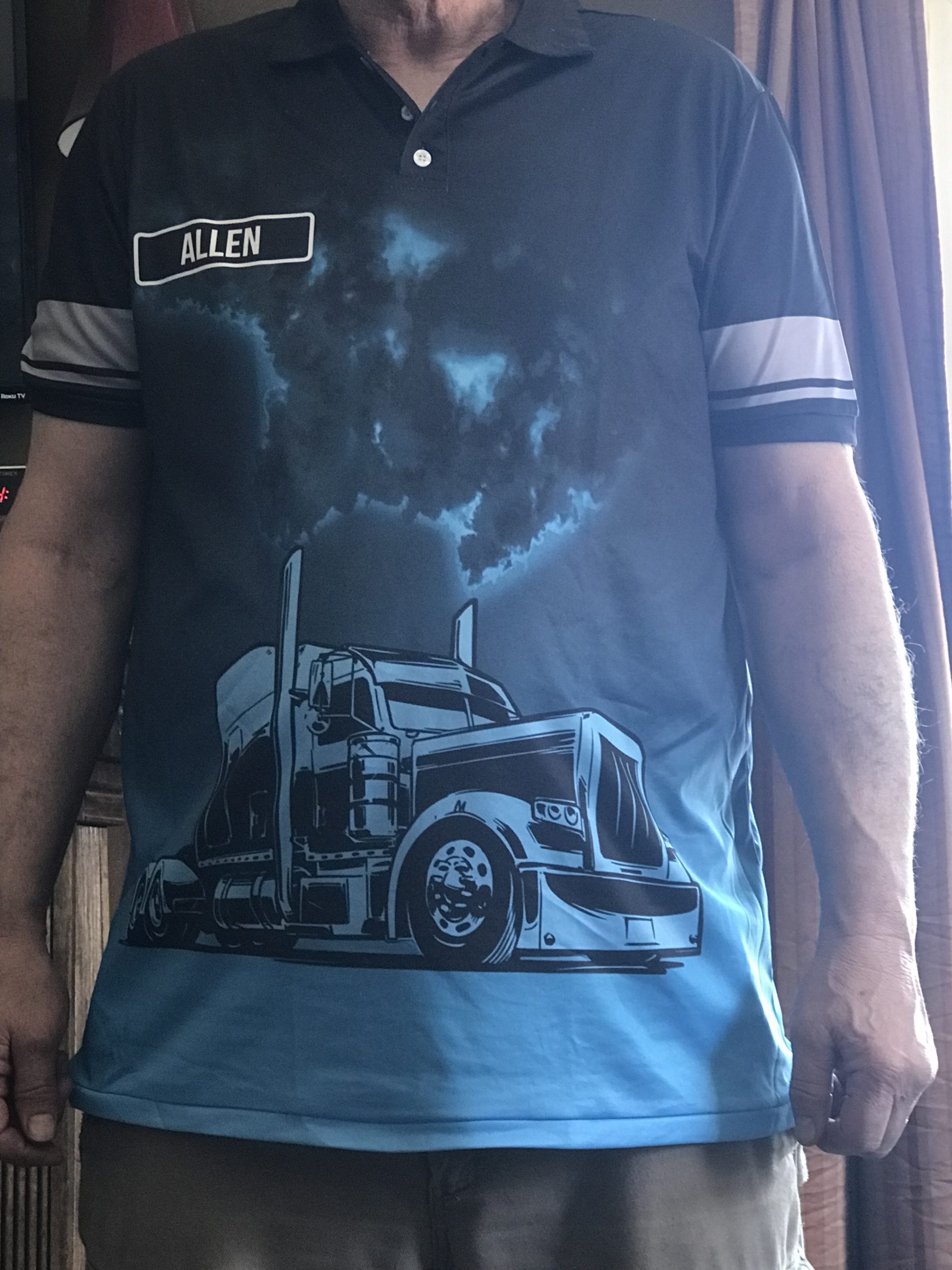 Click to view full screen Pocket - Proud Trucker Full Color All Over Printed Clothes SC690 photo review