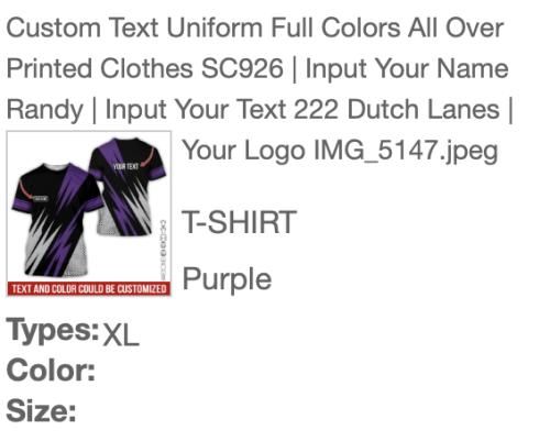 Custom Text Uniform Full Colors All Over Printed Clothes SC926 photo review