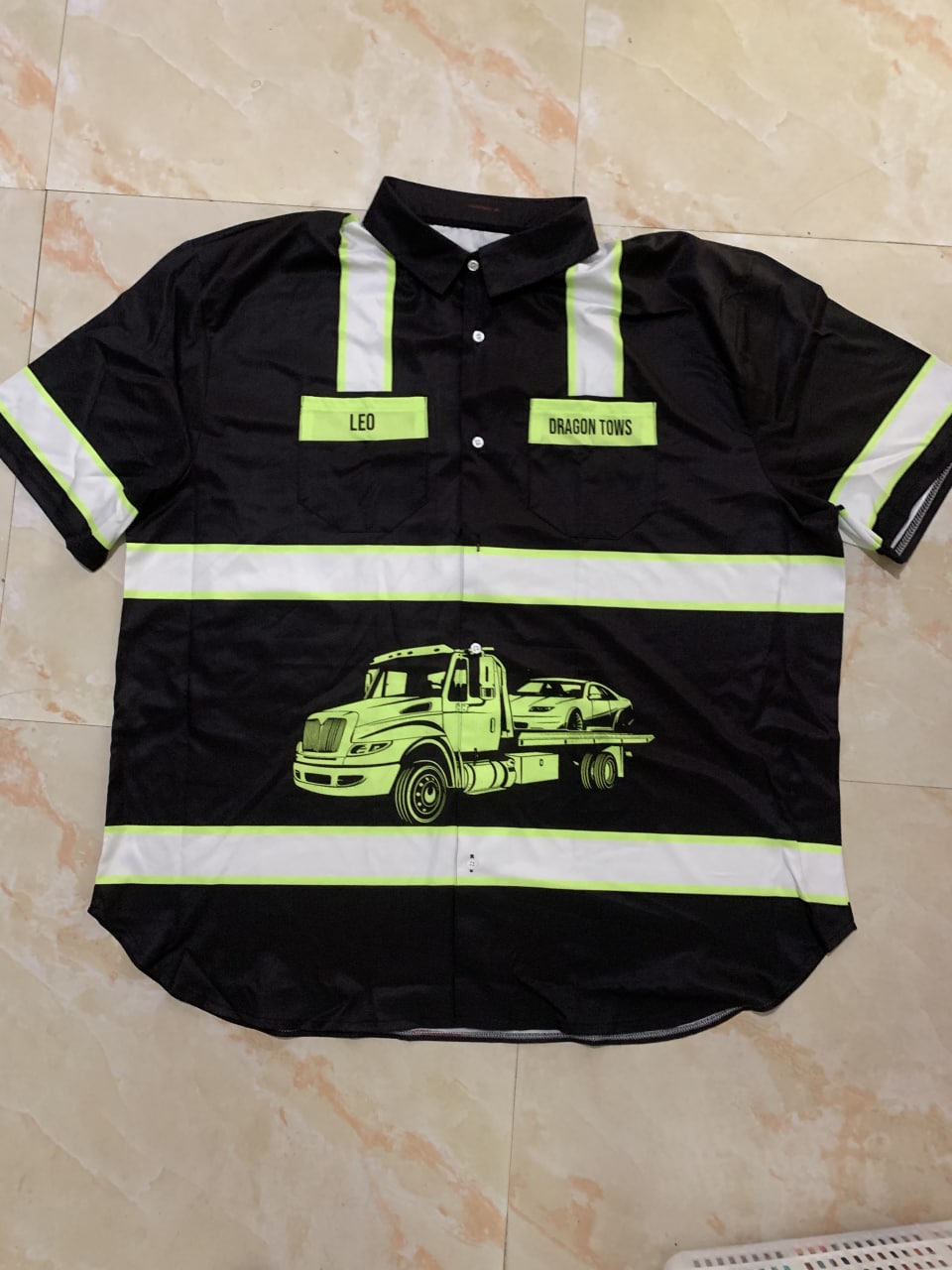 Click to view full screen Pocket – Personalized Name And Color Tow Truck Uniform All Over Printed Clothes GT335 photo review