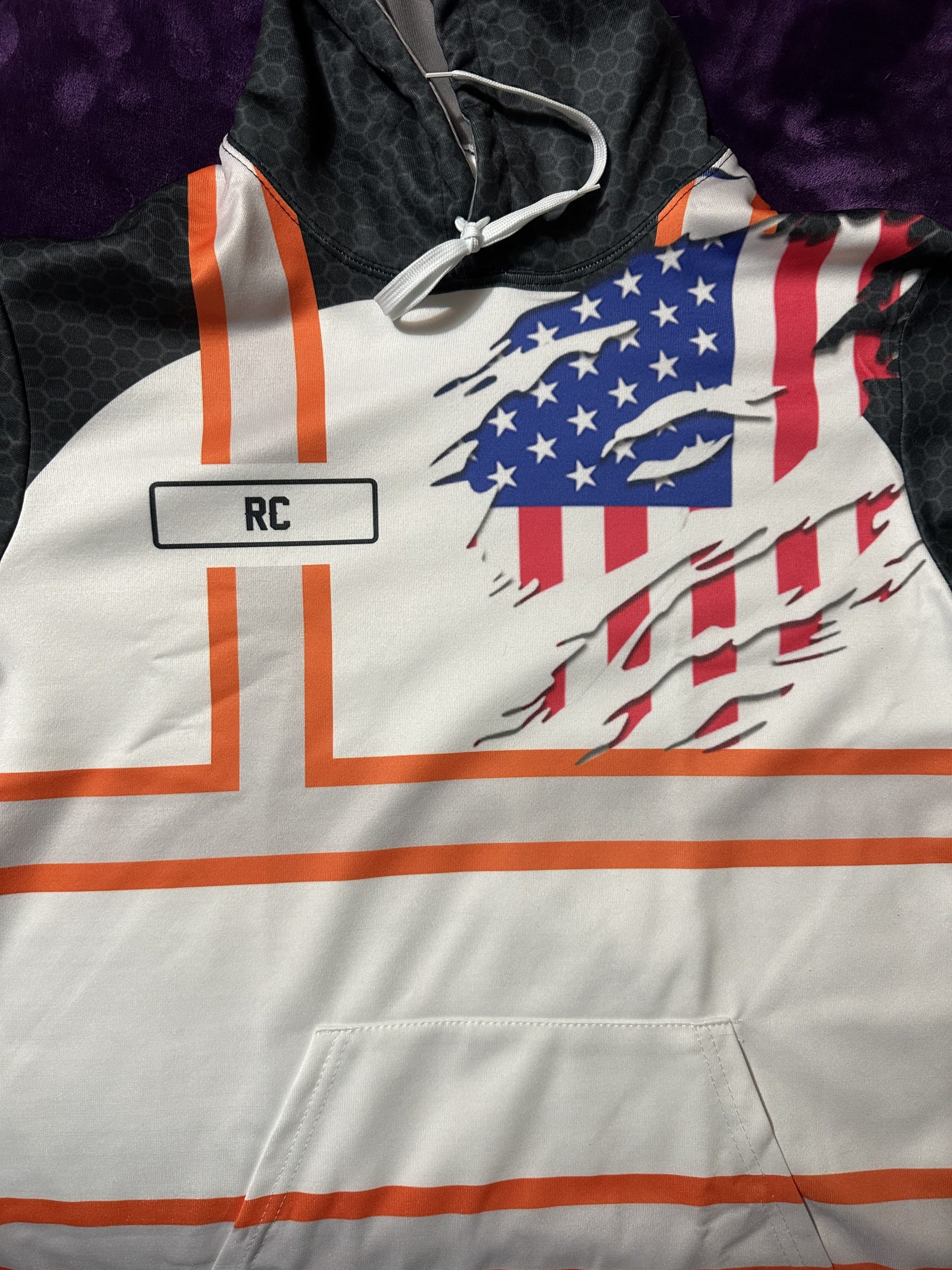 Click to view full screen Personalized Name And Flag Workwear Style All Over Printed Clothes GT660 photo review