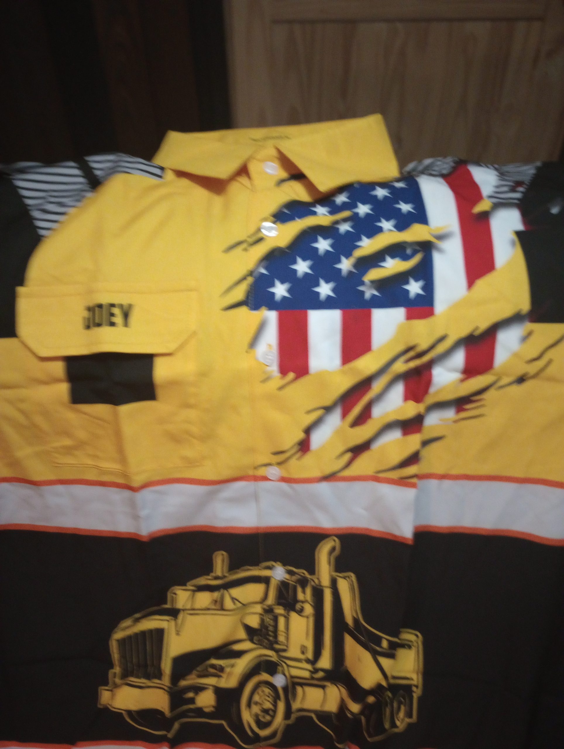 Click to view full screen Pocket-Personalized Name And Color Love Dump Truck All Over Printed Clothes GT951 photo review
