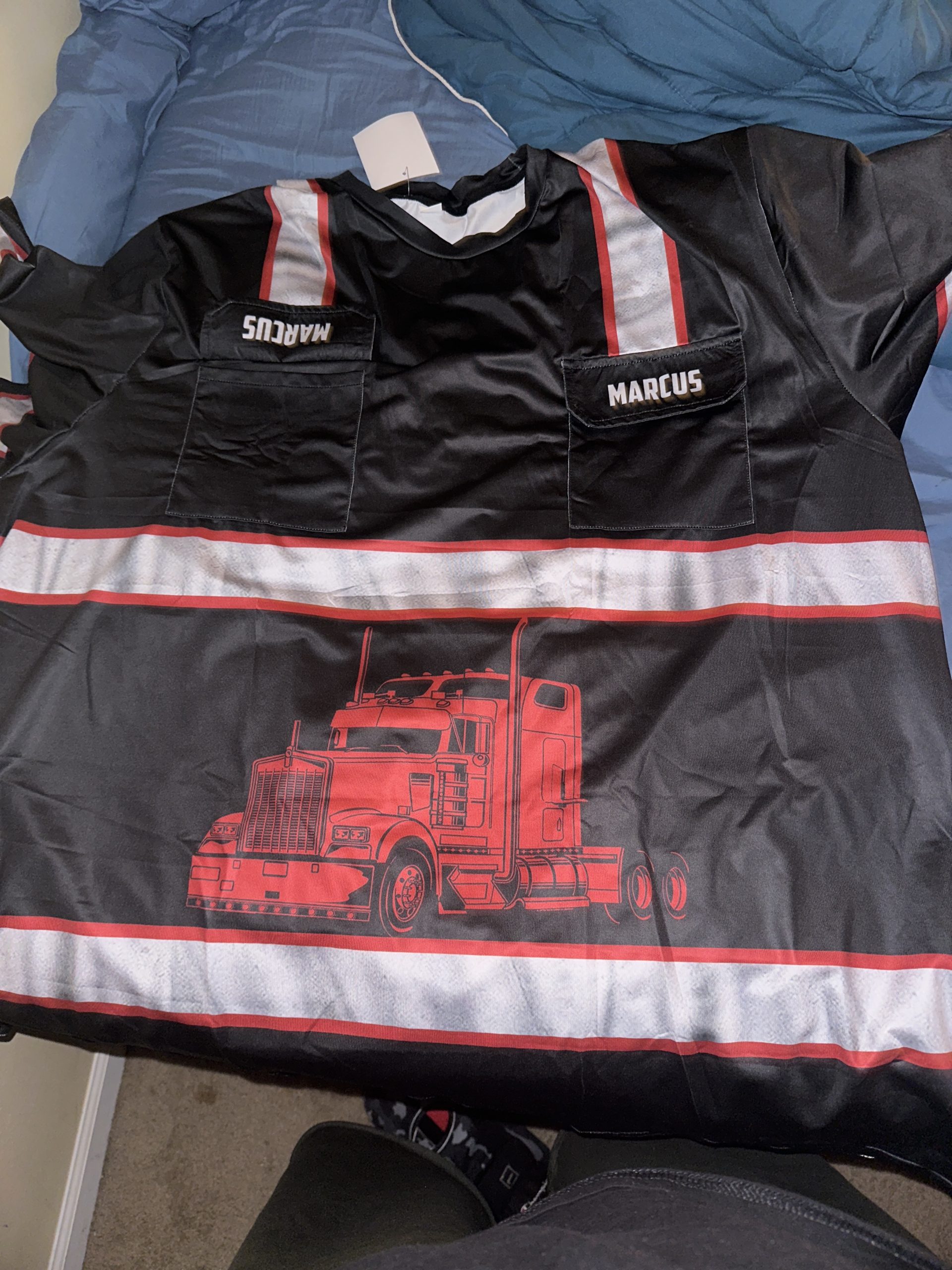 Click to view full screen Pocket – Customized Name And Color Truck Driver Uniform All Over Printed Clothes GT871 photo review