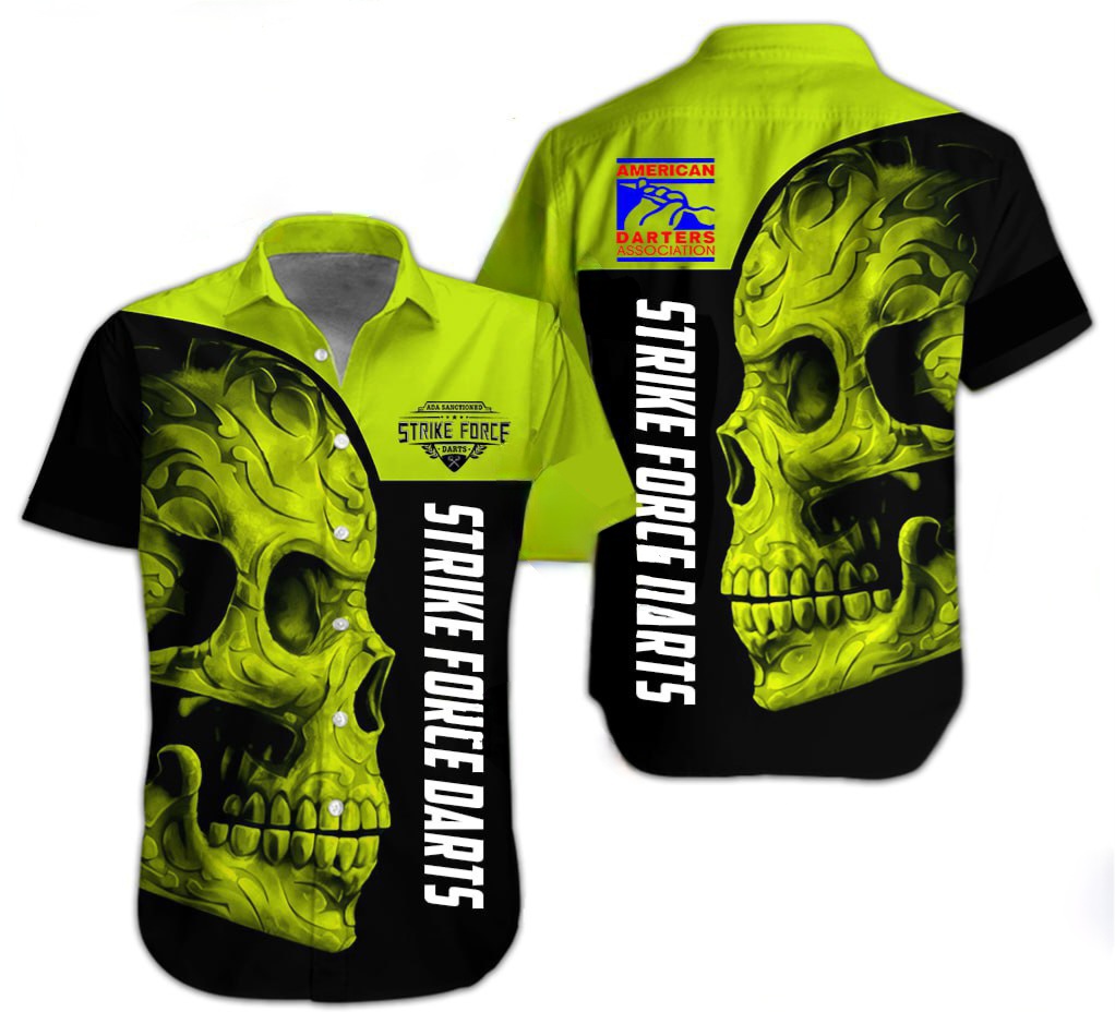 Click to view full screen STRIKE FORCE DARTS 3D logo skull all over printed YU092 photo review
