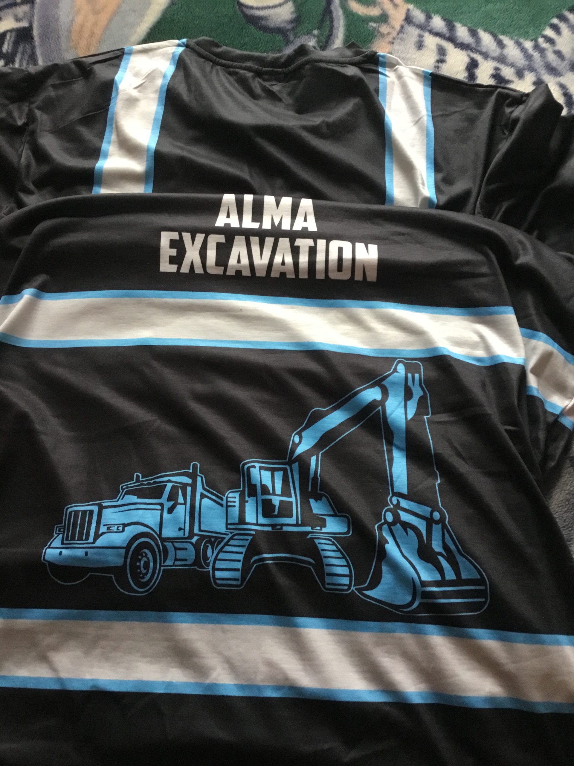 Click to view full screen Pocket –Customized Name Excavator And Dump Truck Style All Over Printed Clothes HT811 photo review