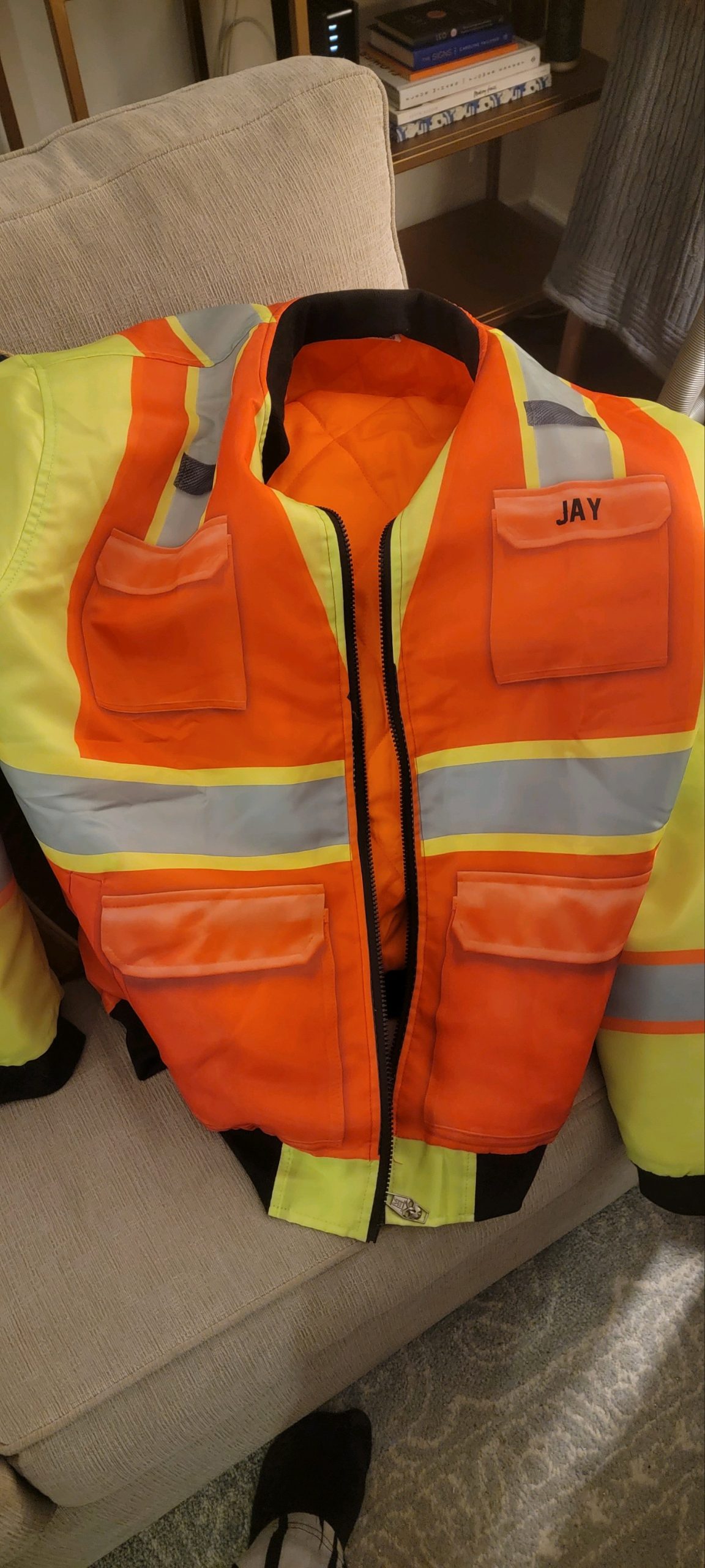 Click to view full screen Pocket-Personalized Name Workwear Style All Over Printed Clothes KK48 photo review