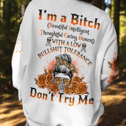 Orange Yes I’m a B Orange Flower Skull Hoodie - photo 6