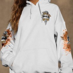 Orange Yes I’m a B Orange Flower Skull Hoodie - photo 7