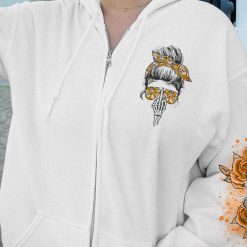Orange Yes I’m a B Orange Flower Skull Hoodie - photo 8