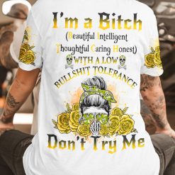 Yellow Yes I’m a B Yellow Flower Skull Hoodie - photo 3