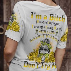 Yellow Yes I’m a B Yellow Flower Skull Hoodie - photo 4