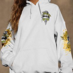 Yellow Yes I’m a B Yellow Flower Skull Hoodie - photo 7