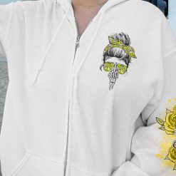 Yellow Yes I’m a B Yellow Flower Skull Hoodie - photo 8