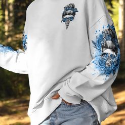 Blue Yes I’m a B Navy Flower Skull Hoodie - photo 6