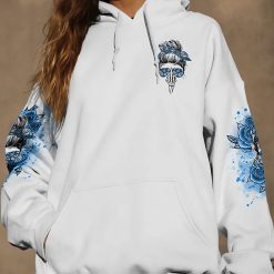 Blue Yes I’m a B Navy Flower Skull Hoodie - photo 7