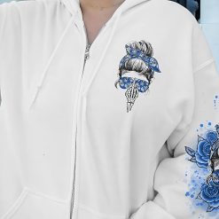 Blue Yes I’m a B Navy Flower Skull Hoodie - photo 8