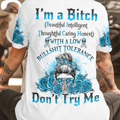 Sky Yes I’m a B Blue Flower Skull Hoodie - photo 3