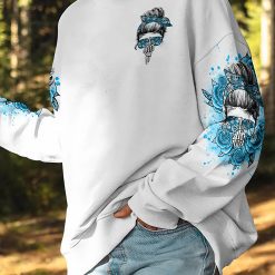 Sky Yes I’m a B Blue Flower Skull Hoodie - photo 6