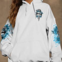 Sky Yes I’m a B Blue Flower Skull Hoodie - photo 7